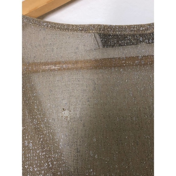 IRO Sheer Gold Wide Dress Mini Shimmering Tiered V-neck US 6 - Picture 8 of 12